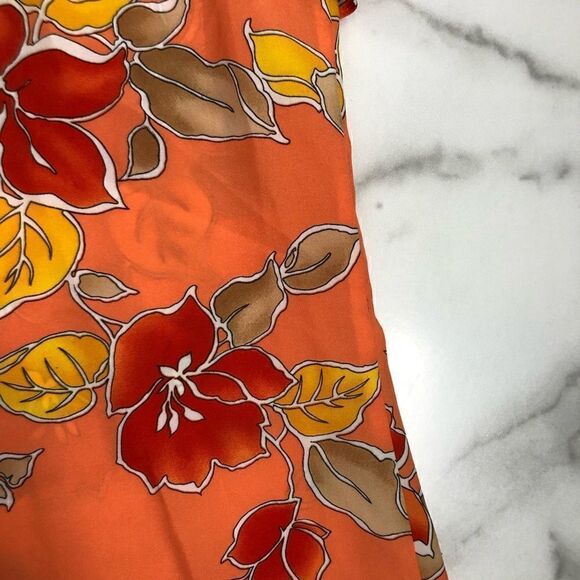 Vintage Nani of Hawaii Orange Short Sleeve Hawaiian Floral Blouse Top Hibiscus - Picture 4 of 6
